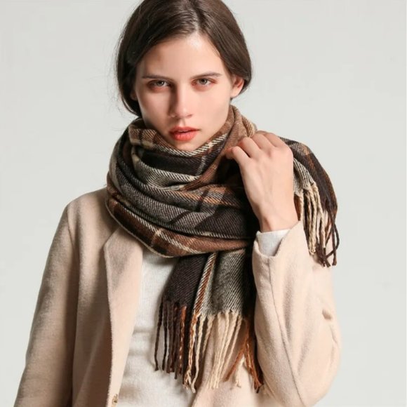 Classic Plaid Pattern Pashmina Winter Scarf/Shawl/Wrap - Picture 2 of 8